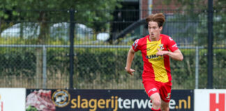 DIESSEN, NETHERLANDS - JUNE 25: Xander Blomme of Go Ahead Eagles during the Friendly match between SV Terwolde and Go Ahead Eagles at Sportvereniging RKDSV on June 25, 2022 in Diessen, Netherlands (Photo by Henny Meyerink/BSR Agency)