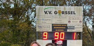 VV Gorssel haalt de dubbele cijfers net niet